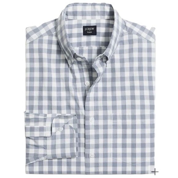 J Crew Flex Washed Slim Fit Check Button Down Shirt in Grey/White Men’s XXL - Picture 1 of 7
